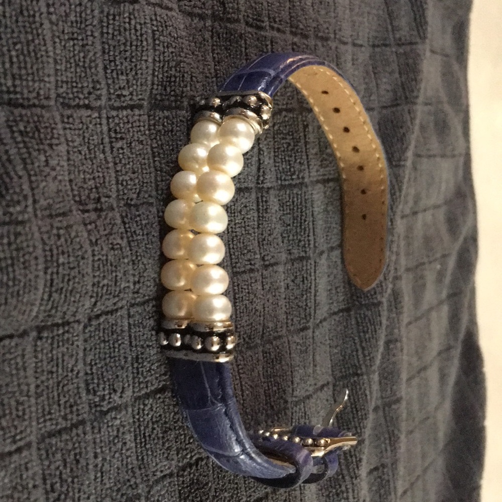 Honora leather and pearl bracelet